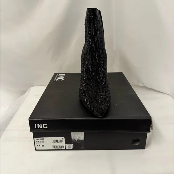 INC International Concepts Black Glitter Heeled Boots‎ - Picture 5 of 7